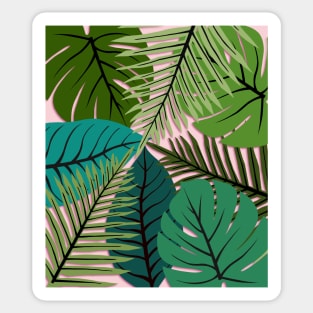 Tropical Leaf Selection Green and Pink Sticker